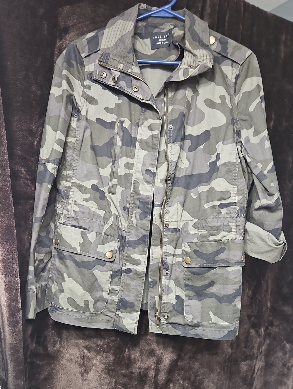 Love Tree Olive Gray Camo Utility Jacket